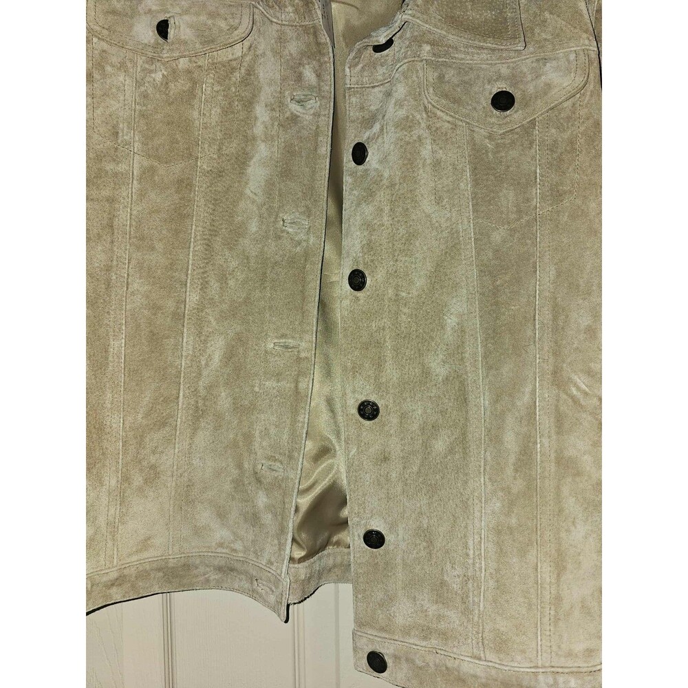 Fabio Women's Tan Suede Genuine Soft Leather Rib Lined Short Jacket Size L VTG - Picture 4 of 7